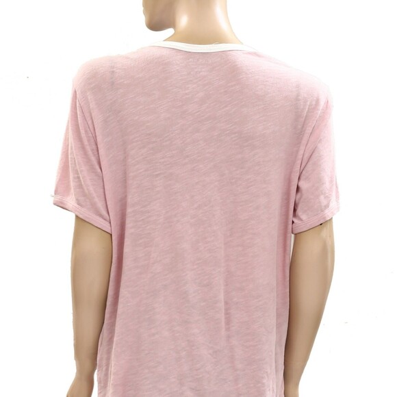 Pilcro Anthropologie Mountain Loop Ringer Tee Blouse Top Printed Pink XS 278102 - Picture 8 of 8